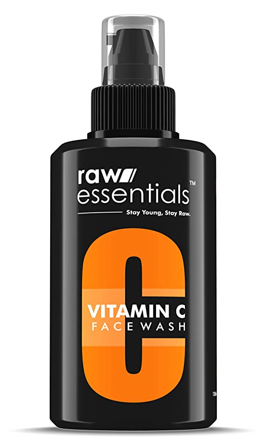 [Apply Coupon] - Raw Essentials Vitamin C Cleansing and Brightening Face Wash, Orange and Lemon extracts, Aloe vera, Vitamin E, Licorice Extracts, Mint (Menthol) for All Skin Types, (150ml, Pack of 1), Face Wash for Men & Women, 100% Natural Actives, Sulphate & Paraben Free