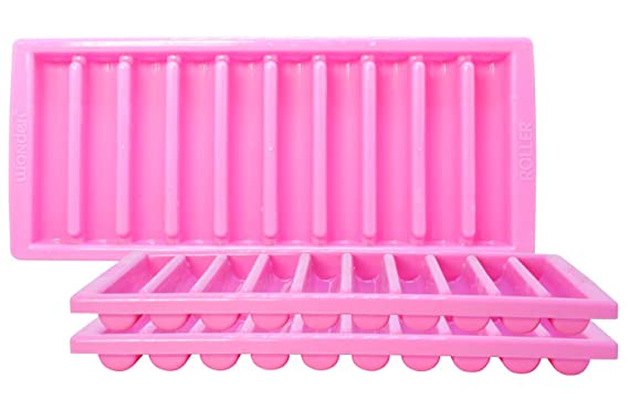 Wonder Plastic Prime Roller Fridge Ice Tray Set, 3 pc Ice Tray with 10 Cube, Pink Color
