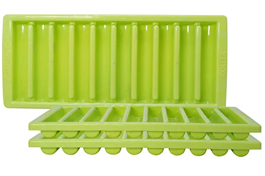 Wonder Plastic Prime Roller Fridge Ice Tray Set, 3 pc Ice Tray with 10 Cube, Green Color
