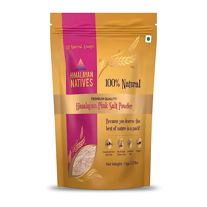 Himalayan Natives 100% Natural Himalayan Pink Salt Powder Pouch 1 kg | No Artificial Iodine | Unprocessed & Highly Nutritious | Rock Salt Powder | Sendha Namak