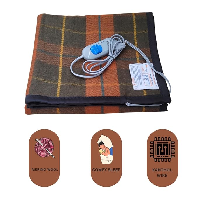 Bell electric blankets - Premium Zed Certified Electric Blanket for Single Bed - 10 Years Warranty- Heating Bed Warmer with 4 Heat Settings - with Lower Power Consumption - Size (150cms x 80cms)
