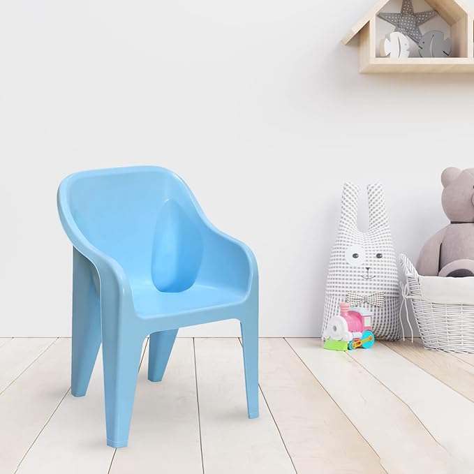 Nilkamal Plastic Eeezygo Baby Chair Modern and Comfortable with Arm and Backrest for Study|Play| Chairs for Home| Dining Room| Bedroom etc |Garden |Dust Free |100% Polypropylene Stackable Chairs,Blue