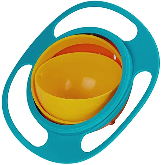 Safe-O-Kid - 360 Degree, No Spill Bowl, Orange and Green, Pack of 2