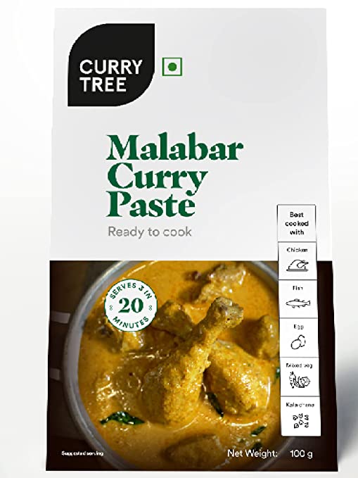 Malabar Curry Paste by Curry Tree | Cooking paste | 3-Step cook under 20 minutes | No Preservatives | No added sugar | No added colours |Vegetarian Pastes |Cook Veg & Non Veg dishes |100g pouch feeds 2