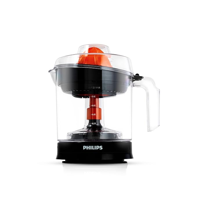 PHILIPS HD2799/00 Citrus Press Juicer Large size with 1L Capacity, 25W, Clear white transparent jar, 2 way rotation