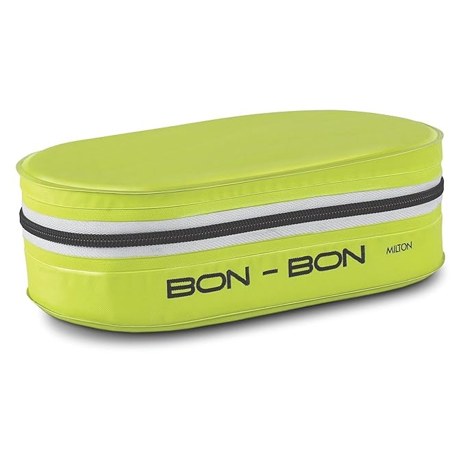 MILTON New Bon Bon Plastic Lunch Box with Insulated Jacket, 2 Containers (280 ml Each), Microwavable & Leak-Proof Tiffin for Office, School, College, Green