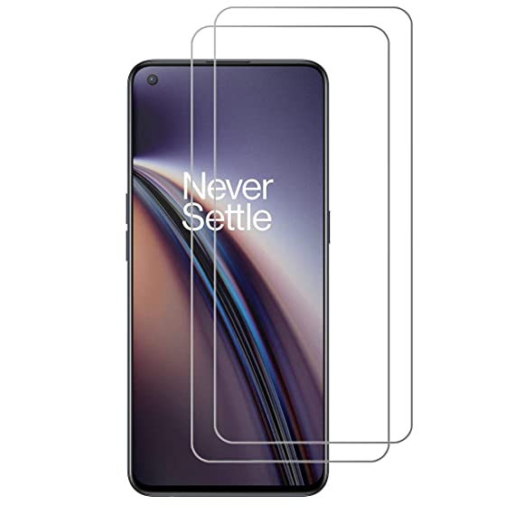 LINLO Compatible for OnePlus Nord Tempered Glass Screen Protector with Easy Installation Kit, Pack of 2, (Except Edges), Transparent