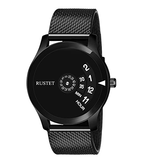 RUSTET Analogue Day & Date Boy's & Men's Watch (Black Dial Black Colored Strap)