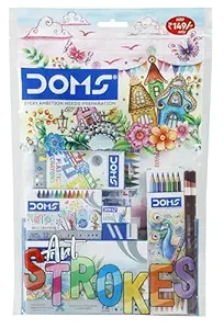 Doms Art Strokes Kit | Perfect Value Pack | Kit for Creative Minds | Gifting Range for Kids | Combination of 10 Stationery Items | Pack of 1