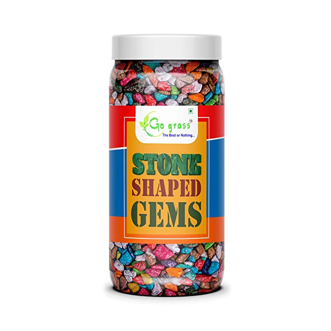 GO GRASS Colorful Chocolate Stone Gems For Kids and cake Decoration (Choco Burst Munchies) Jar Pack - 450g