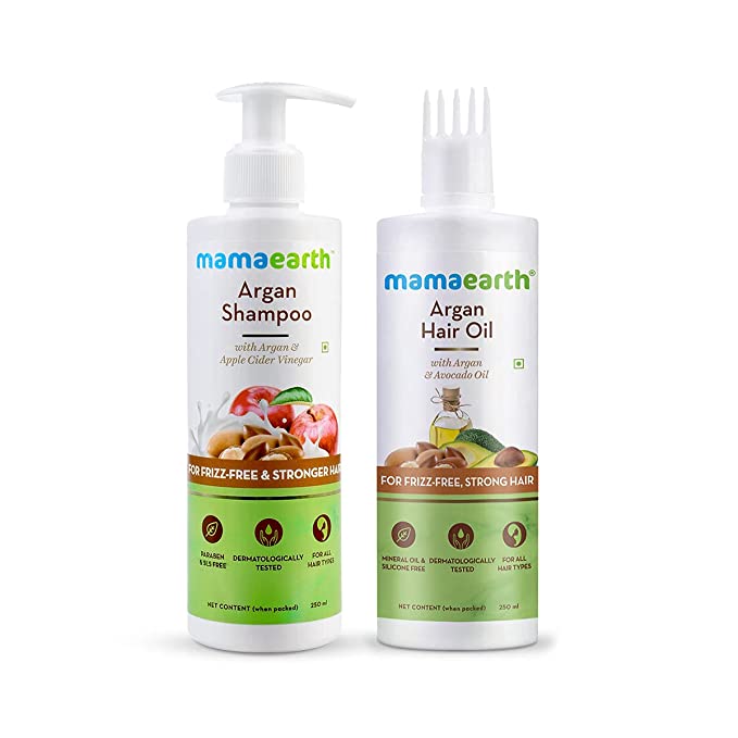 Mamaearth Argan Hair Oil  -  250 ml + Argan Shampoo  -  250 ml