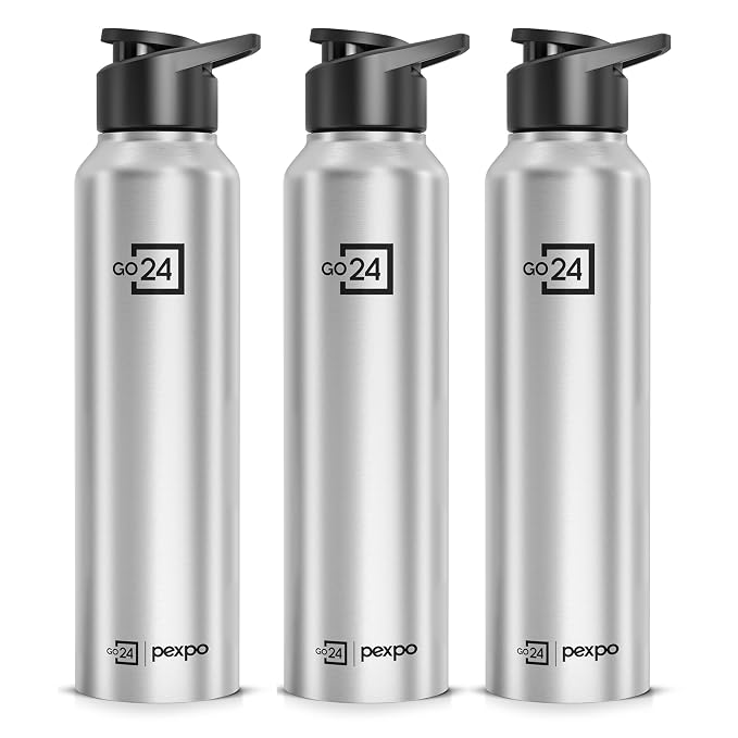 Go24 pexpo Stainless Steel Water Bottle Chromo Silver 950ml