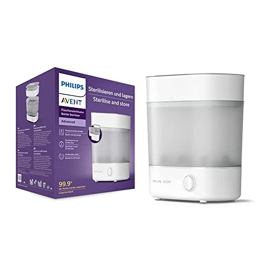 Philips Avent Sterilizer I No.1 Brand Recommended by Moms Worldwide | Kills 99.9%* Germs in 10 mins Cycle with Natural Steam Sterilization I Stays Sterile Upto 24hrs* | SCF291/00