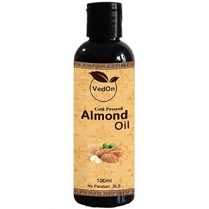 VedOn Pure Cold Pressed Sweet Almond Oil for Hair and Skin and Massage, 100ml ( Odorless )