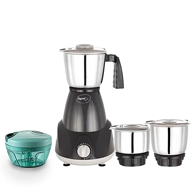 Pigeon by Stovekraft 550 W Amaze Plus Mini Mixer Grinder Combo with 3 Jars and Handy Chopper (Dark Grey)