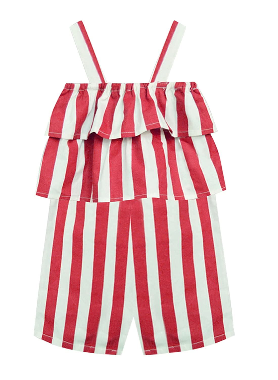 A.T.U.N. (ALL THINGS UBER NICE) Baby-Girl's Cotton Above The Knee Jumpsuit (GROM FIC_Red-White_1-2 Years)