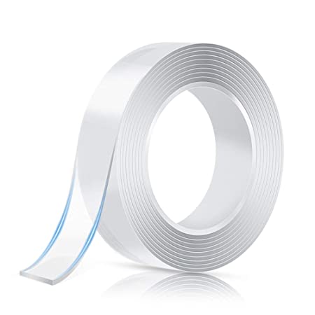 Nano Gel Tape Double Sided Nano Adhesive Silicone Grip Tape for Walls Washable Reusable Strong Sticky Strips Nano Tape Transparent Heat Resistant Multi-Functional Removable (Transparent)