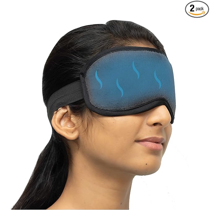 SandPuppy EyeFresh - Eye Mask With Cooling Gel (Pack of 2) | Eye Relaxing Mask with Cooling Gel for Men and Women | Ideal For Puffy Eyes And Dark Circles,Cooling Eyes, Dry Eyes,Pain Relief and Redness| Universal Fit with Adjustor | Antifreeze Gel Technology for Enhanced Eye Contact | Black | Gift for Women Men Mom Dad