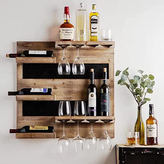 Indigo interiors Sheesham Wood Wine Rack bar cabinets | Wine Glass Rack for Living Room and Kitchen | Home bar Furniture
