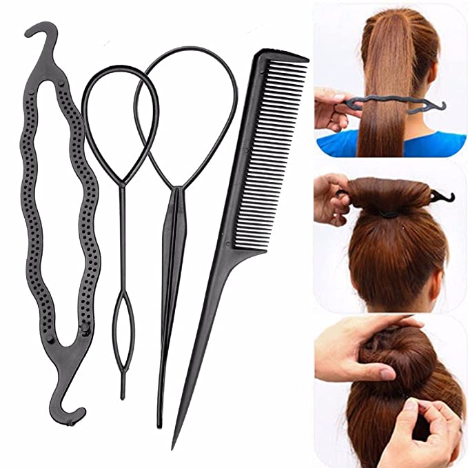 Artifice 4Pcs/Set Black Plastic DIY Styling Tools Pull Hair Clips For Women Hairpin Comb