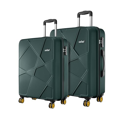 Safari Pentagon Pro 8 Wheels Set of 2 (Cabin + Medium) Trolley Bags, Hard Case Polypropylene, 360º Wheeling Luggage for Men & Women, Suitcase for Travel, Trolley Bags for Travel, Dusk Green