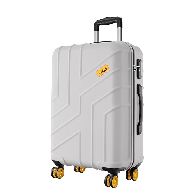 Safari Stratos 8 Wheels 75cm Large Size Check-in Trolley Bag, Hard Case Polycarbonate, 360º Wheeling Luggage for Men & Women, Travel Bag, Suitcase for Travel, Trolley Bags for Travel, Cloud Grey