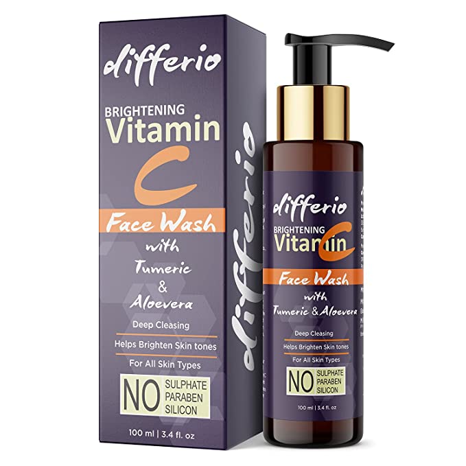 Differio Vitamin C Face Wash With Turmeric For Skin Brightening, Skin Glowing And Deep Cleansing - Vitamin C Facewash For Reduces Pigmentation And Dark Spots - No Parabens, Sulphate (100 ML)