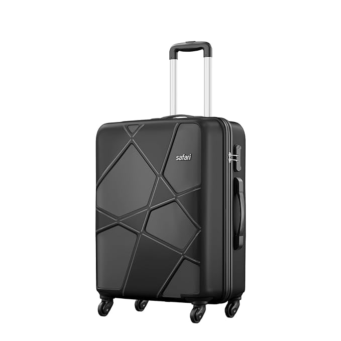 [Apply Coupon] - Safari Polypropylene Pentagon Hardside Medium Size Check-in Spinner Luggage Suitcase Trolley Bags for Travel Black Color, 66Cm