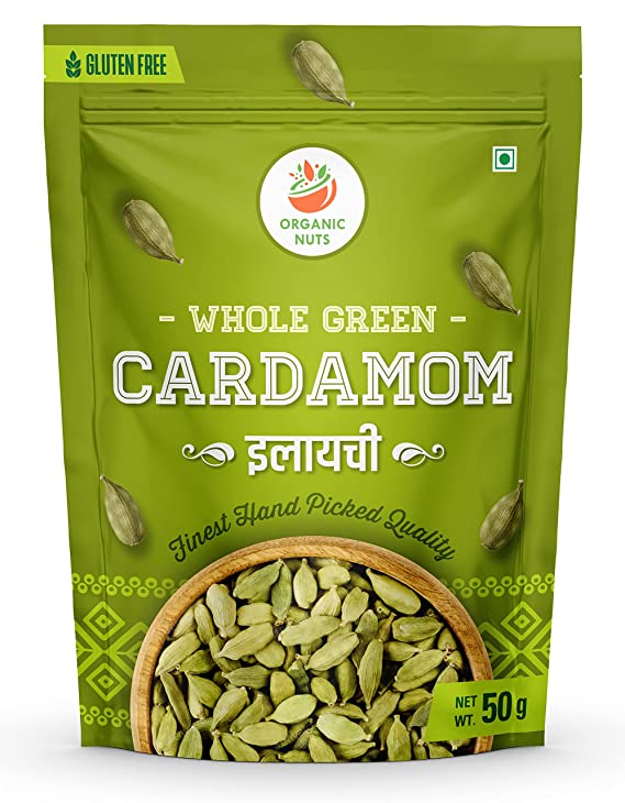 Organic Nuts Cardamom Green Whole - 50g, Grade - Big Size, All Premium.