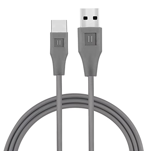 elevn flex USB Type-C to USB-A Male 3.0A Fast Charge & up-to 5Gbps Data Sync & Charging Cable - 1m (3.2 feet)  -  Grey