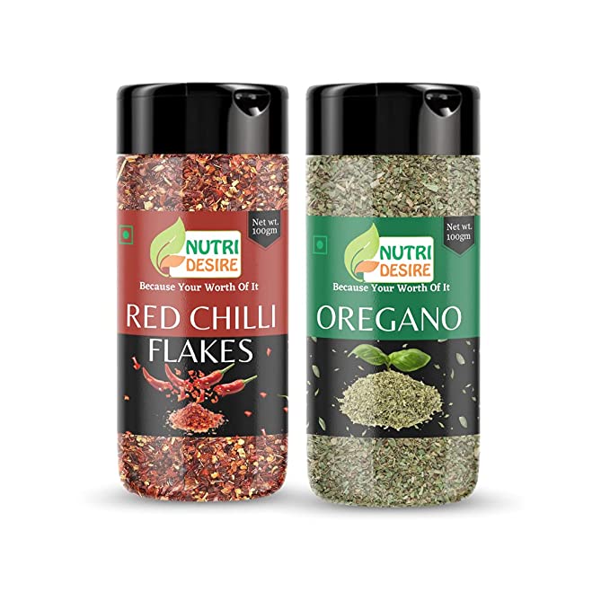 Nutri Desire Seasoning Combo | Pizza Oregano100GM |Pizza Chilli Flakes 100GM | Pack of 2*100gm