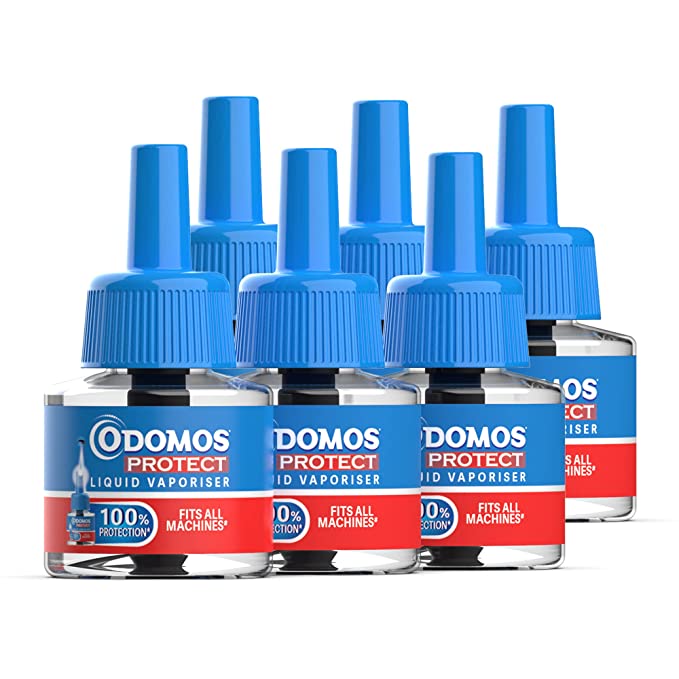 Odomos Universal Liquid Vaporiser 45ml X Pack Of 6 | Mosquito Repellent Single Refill | 100% Protection| Fits All Machines | Protects Dengue, Malaria & Chikungunya Mosquitoes |