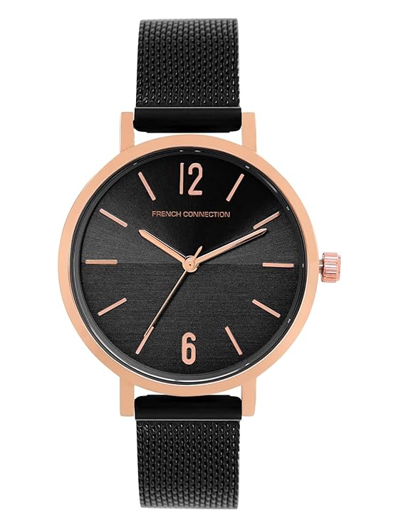 French Connection Stainless Steel Analog Black Dial Women's Watch-Fc007Brgm