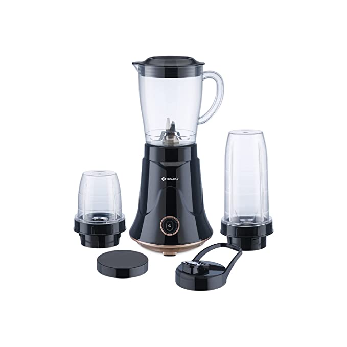 Bajaj NX-01 300 Watts Mixer Grinder | Bullet Mixer Grinder With Powerful Titan Motor & Nutri-Pro Feature | 3 Unbreakable Multipurpose Tranparent Jars | 2 Yrs Warranty Black & Copper