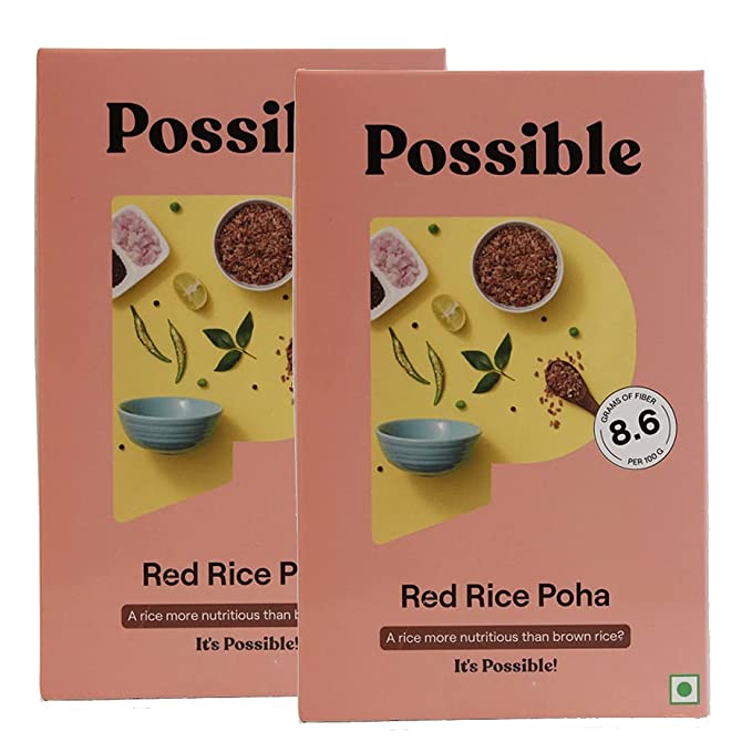 Possible Red Rice Poha | Flattened Rice |Nutritious Red Poha | Fresh & Fiber Rich Breakfast -500 gm x 2 (Pack of 2)
