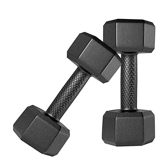 [Size: 2 Kg (1 Kg x 2)] - Kore PVC DM 1-5 Kg (Set of Two) Combo 161 (Round/Hex) Dumbbells Set and Fitness Kit for Men and Women Whole Body Workout