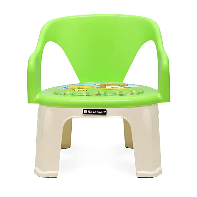 Nilkamal Pups Kids Strong and Durable Plastic Chair with PVC Cushion Base (Pups Blue), 35 * 36 * 38 cm