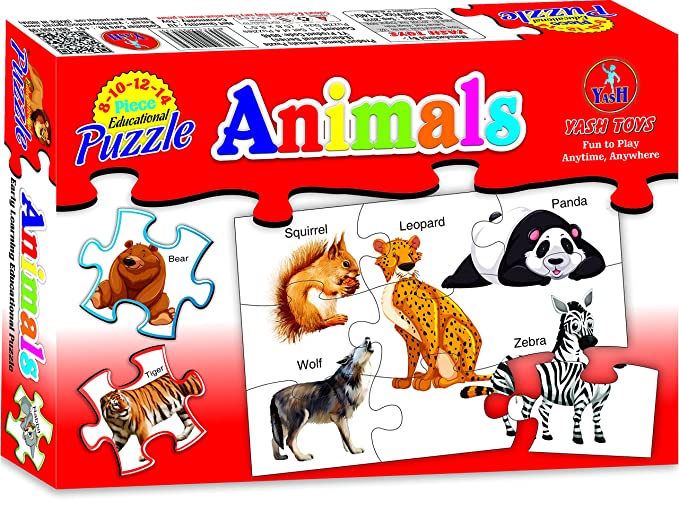Educational Animals Puzzle for Kids, Includes 8-14 Pieces of Fun Puzzle (Animals)