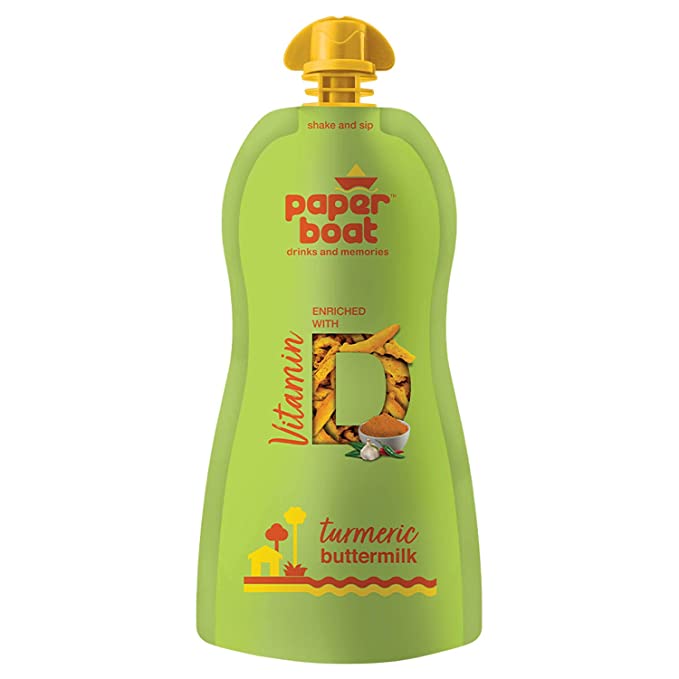 Paper Boat Turmeric Buttermilk, No Added Sugar and Preservatives Pouch, 6 x 250 ml