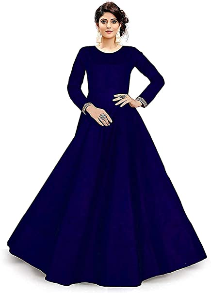 Fabnob Women's Heavy Gown and Anarkali Type Suit Gown (Blue)
