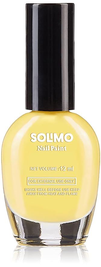 Solimo Smiley Yellow Nail Polish, Toxin-Free, Quick Drying, Glossy Finish, 12 Ml