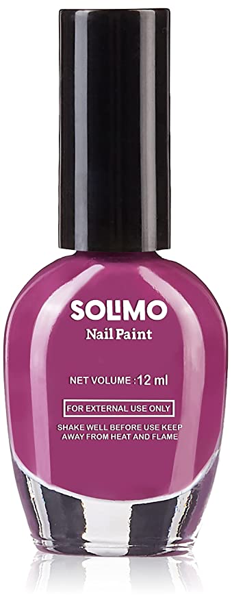 Amazon Brand - Solimo Burgundy Nail Polish, Toxin-Free, Quick Drying, Glossy Finish, 12 ml