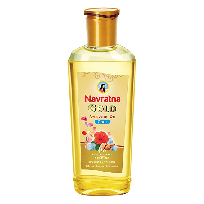 Navratna Gold Ayurvedic Cool Oil | Goodness of Almonds | Non-Sticky and Fresh Lily Fragrance | 500ml
