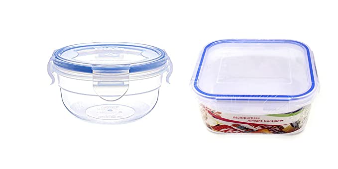 Brand JEROXEN Food Storage Containers Set - Airtight Plastic Containers with Easy Snap Lids (2 Pack) - Leak Proof Kitchen & Pantry Organization - BPA-Free - 300 ML