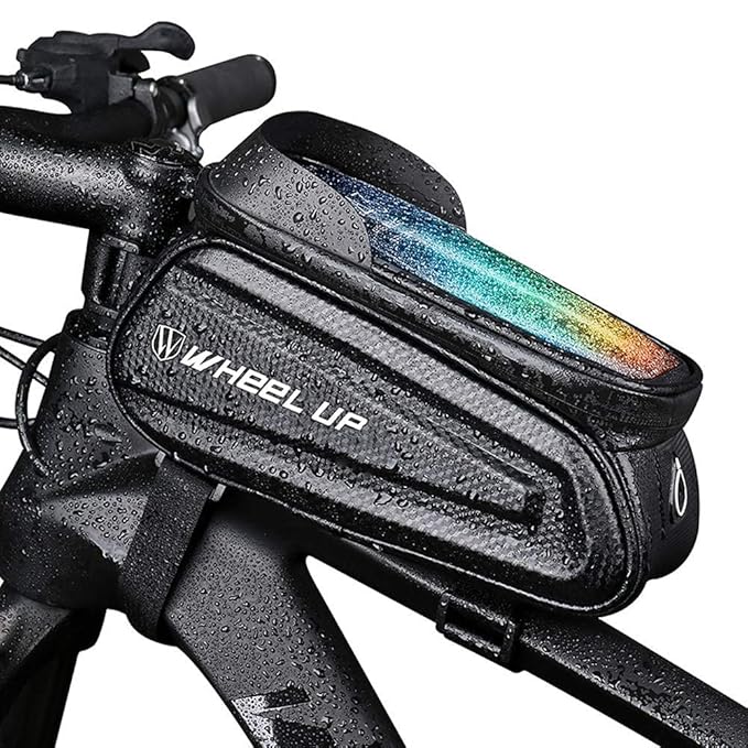 PROBEROS® Cycle Frame Bag, Bicycle Storage Bag with 6.5'' Waterproof TPU Touch Screen & Double Zipper Design, Cycle Mobile Holder Bag for All Phones Upto 6.5 Inches Cycle Accessories(Black-12)