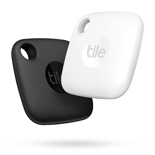 Tile Mate (2022) Bluetooth Item Finder, 2 Pack, 60m Finding Range, Compatible with Alexa & Google Home, iOS & Android Compatible, Find Keys, Remotes & More, Black/White