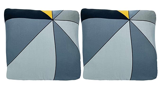 House of Quirk Polyester Throw Pillow Case Cushion Cover Home Sofa Decorative (Cover Only,No Insert)(16.5x16.5 inch/ 42x42cm) (2 Cushion Covers, Grey/Orange Prism)