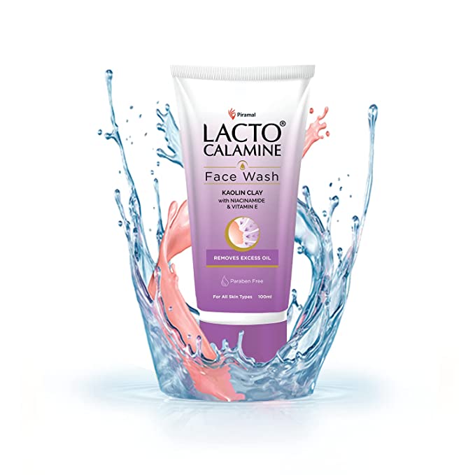 Lacto Calamine Daily Facewash with Kaolin Clay, Niacinamide and Vitamin E for Oily Skin | Controls Pimples, Blackheads and Whiteheads Paraben Free 100ml - Pack of 1