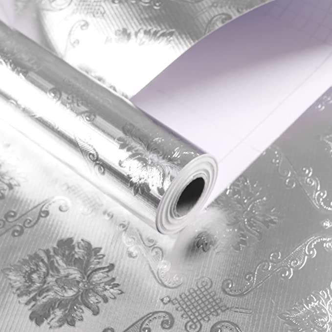 Aluminium Foil Wall Stickers - 60X200CM Kitchen Wallpaper Oil Proof Waterproof Heat Resistant, Easy to Clean and Self-Adhesive for Wall Cabinets, Drawers and Shelves