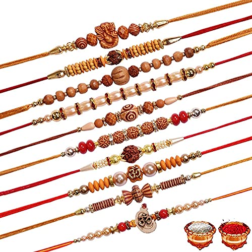 PartySutra Multicolor Combo of 10 Dora Rakhi Set for Brother, Bhaiya, Bhabhi with Roli Chawal - Rakhi Combo 19